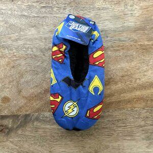 New: M/L Kids Justice League Snuggle Toe Slippers w/ Gripper Bottom